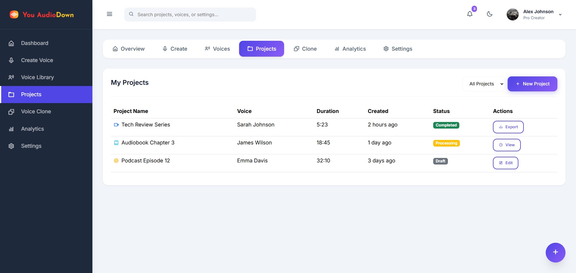Projects Feature