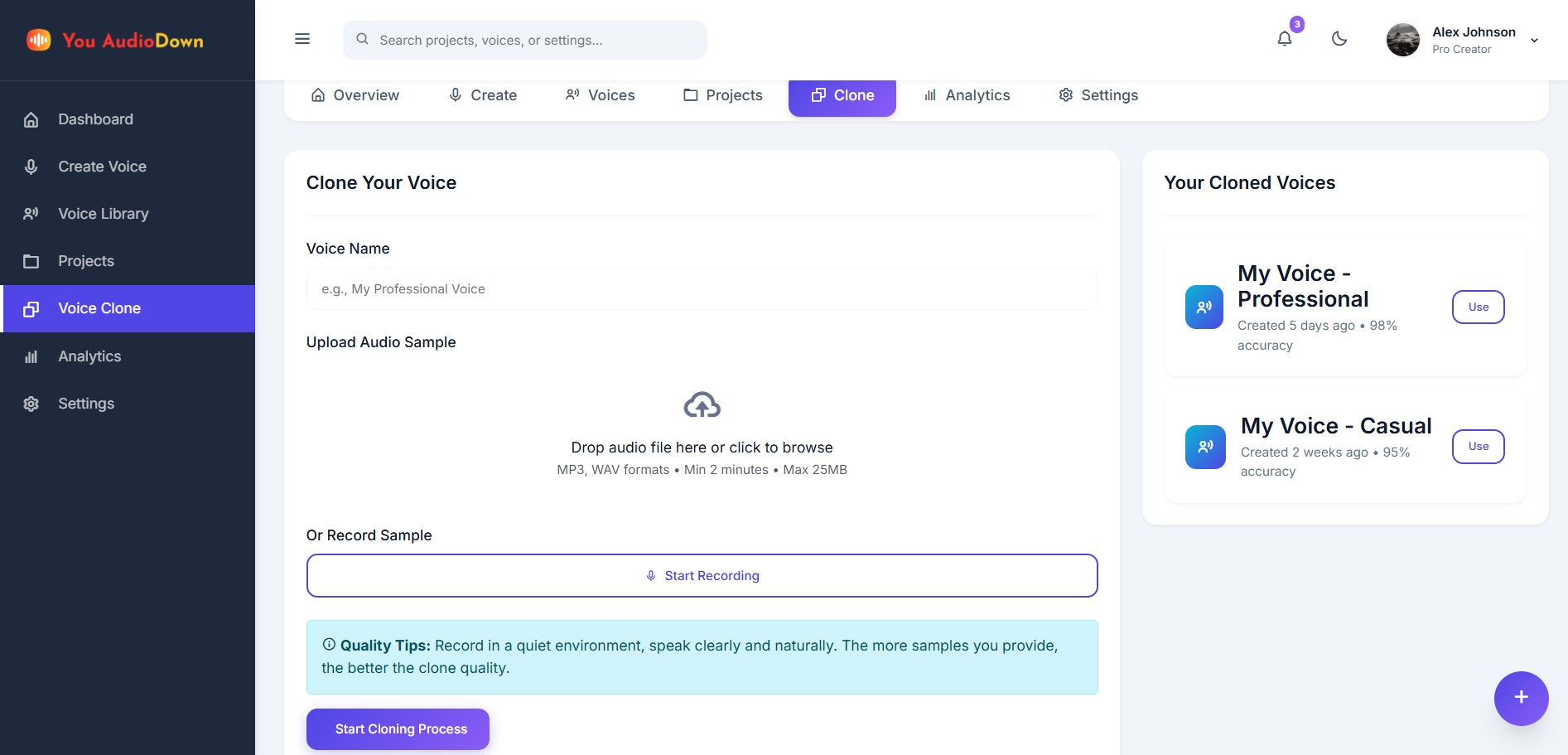 Voice Clone Feature